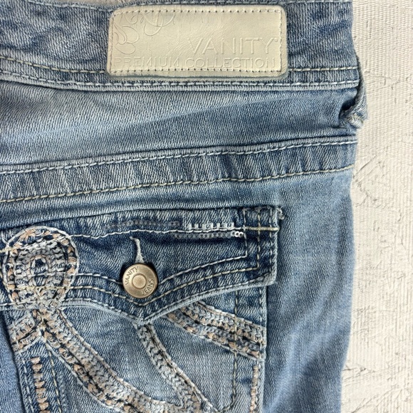 Vanity Y2K Low Rise Blue Distressed Jeans Fancy Pockets Premium Collection 29 - Picture 5 of 13